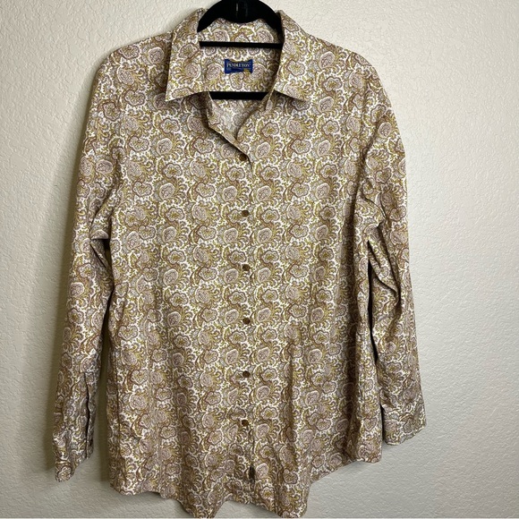 Pendleton Paisley Button-Down Shirt With Pockets Size Women's 14 - Picture 2 of 13